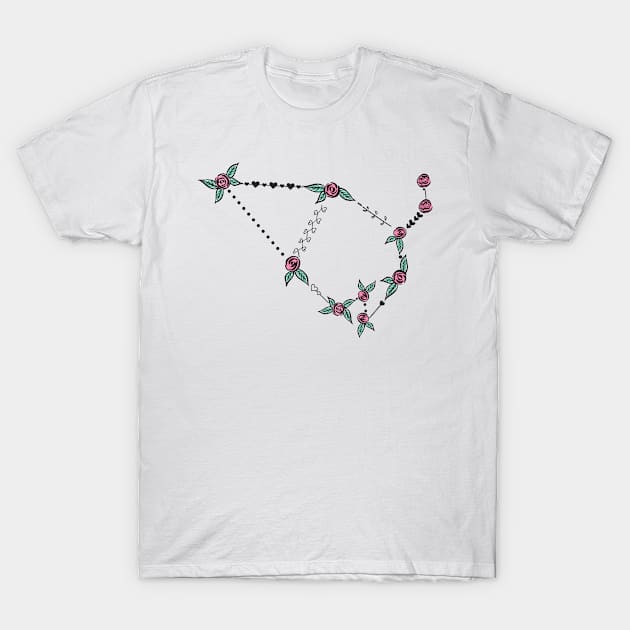 Cepheus Constellation Roses and Hearts Doodle T-Shirt by EndlessDoodles